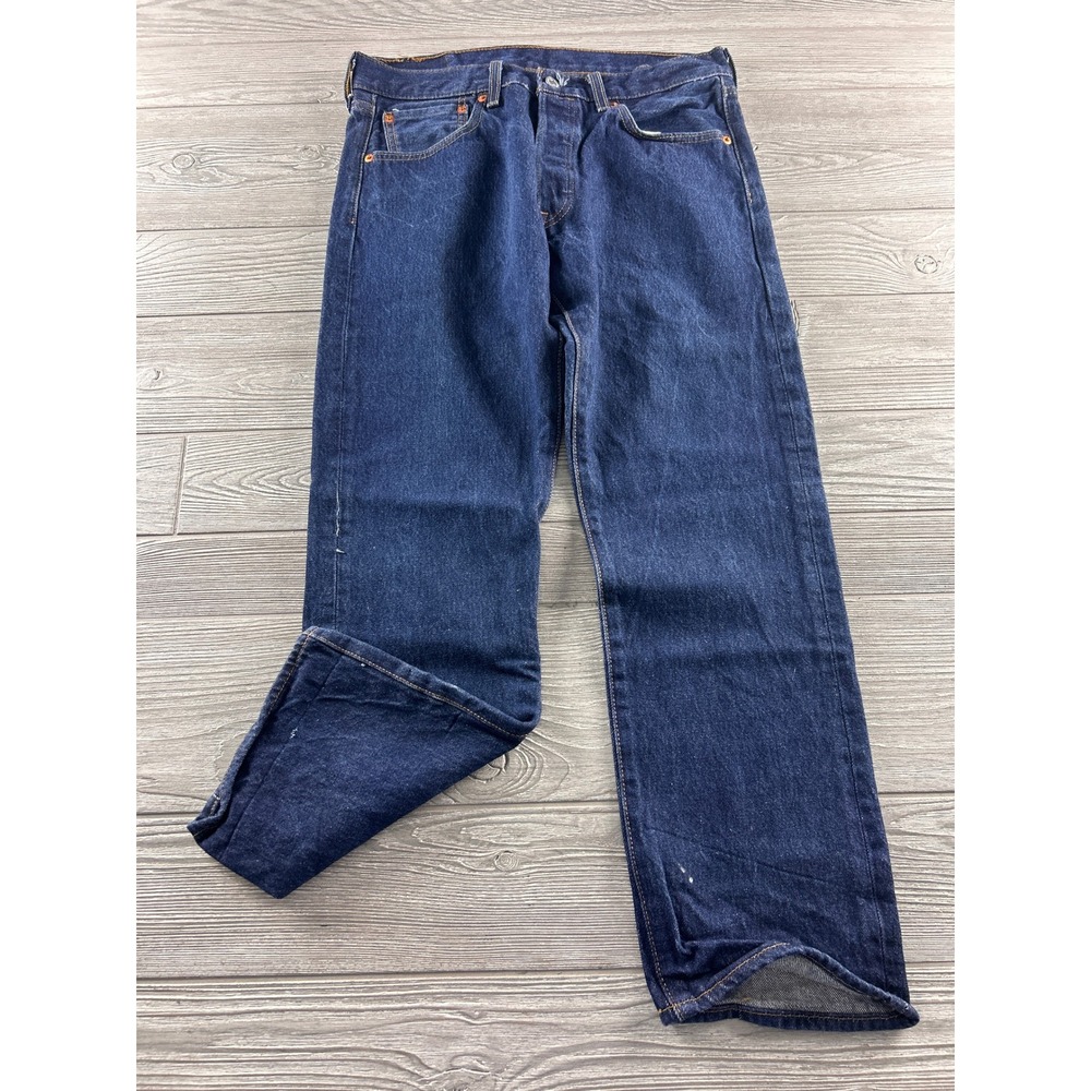 Levis 501 Original Fit Jeans Mens 30x30 Dark Wash Blue Straight Leg Denim